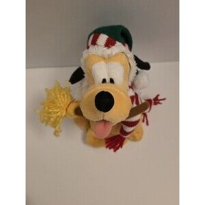 Vintage Walt Disney World 2004 Pluto Dog Snowman Christmas Holiday Plush 8"